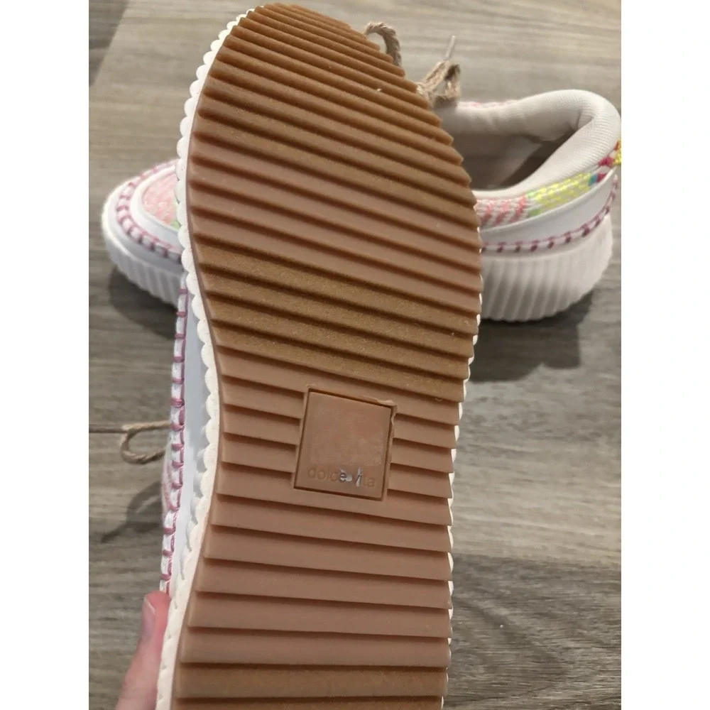 Dolce Vita Womens 8 Sneakers Pink Multi Denae Platform Wedge Knit Fabric Shoe